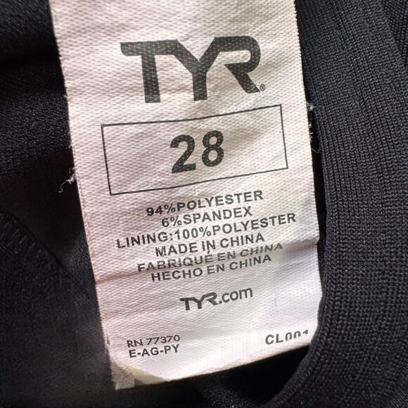 TYR Durafast Elite Red Swirl Black Diamondfit Swimsuit Phoenix Splice Size 28 - Picture 3 of 6